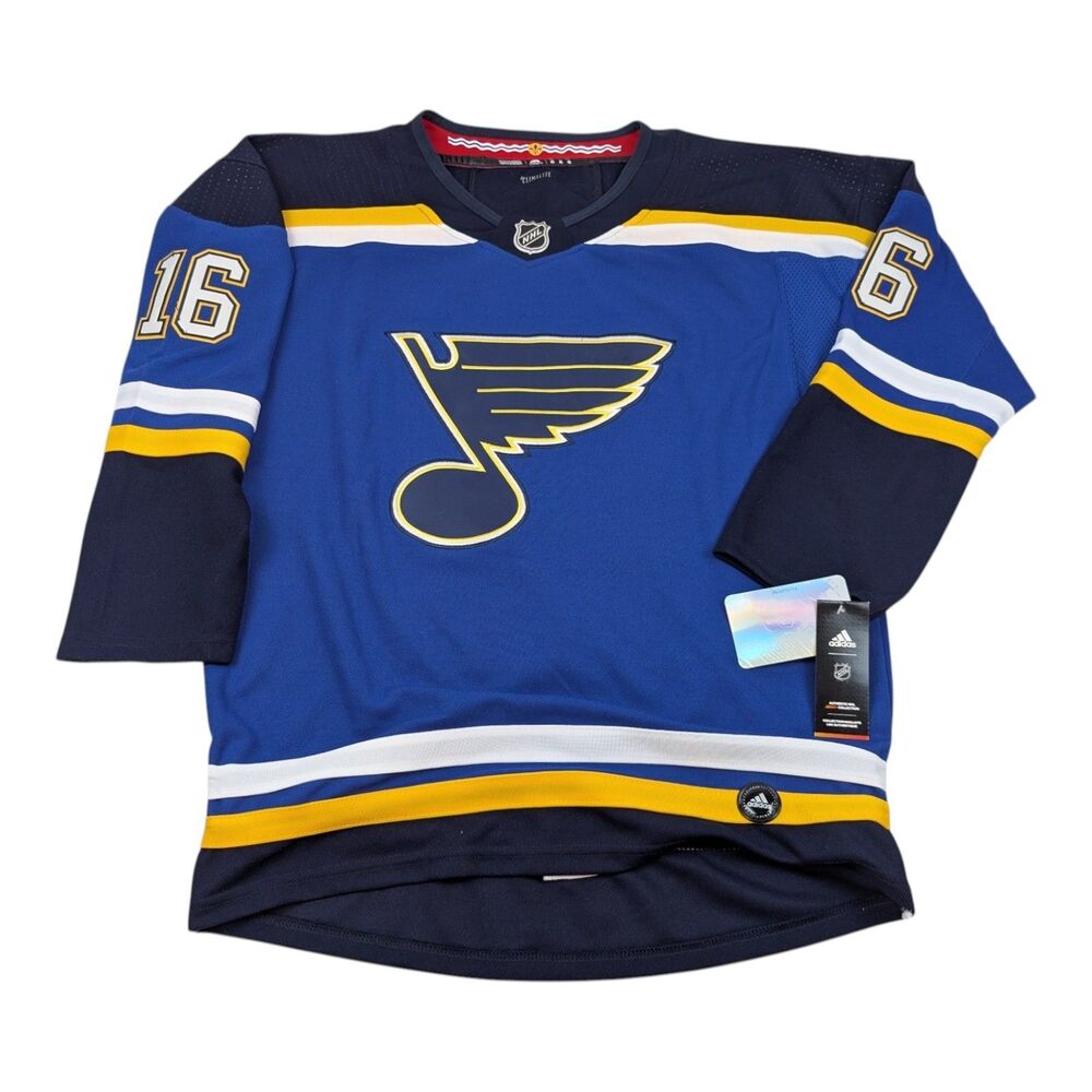 New Adidas St. Louis Blues NHL Authentic Climalite Jersey Blue Mens Sz 46 Hull